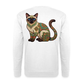Bunte Mandala-Katze - Unisex Pullover - Weiß - Hinten - Michal (187cm)