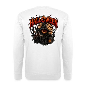 Spüre den wahren Halloween-Grauen! - Unisex Pullover - Weiß - Hinten - Michal (187cm)