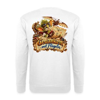 Wenuma Gedanken mit Flügeln - Unisex Pullover - Weiß - Hinten - Michal (187cm)