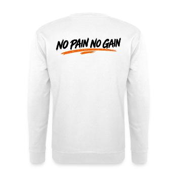 🏁Jens & Garage und Gym 🏁 - Unisex Pullover - Weiß - Hinten - Michal (187cm)