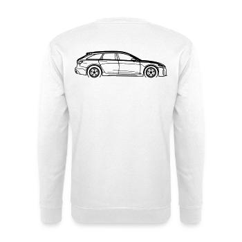 RS6 Line Silhouette – Minimalist Car Art - Unisex Pullover - Weiß - Hinten