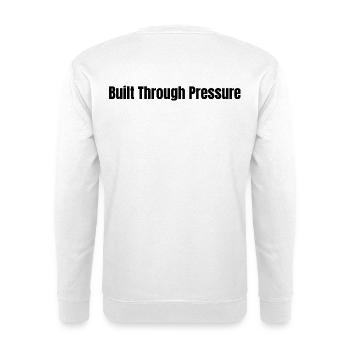 Gebaut durch Druck l LateNightGrind - Unisex Pullover - Weiß - Hinten