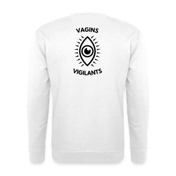 Vigilant Vaginas Parodie - Unisex Pullover - Weiß - Hinten - Michal (187cm)