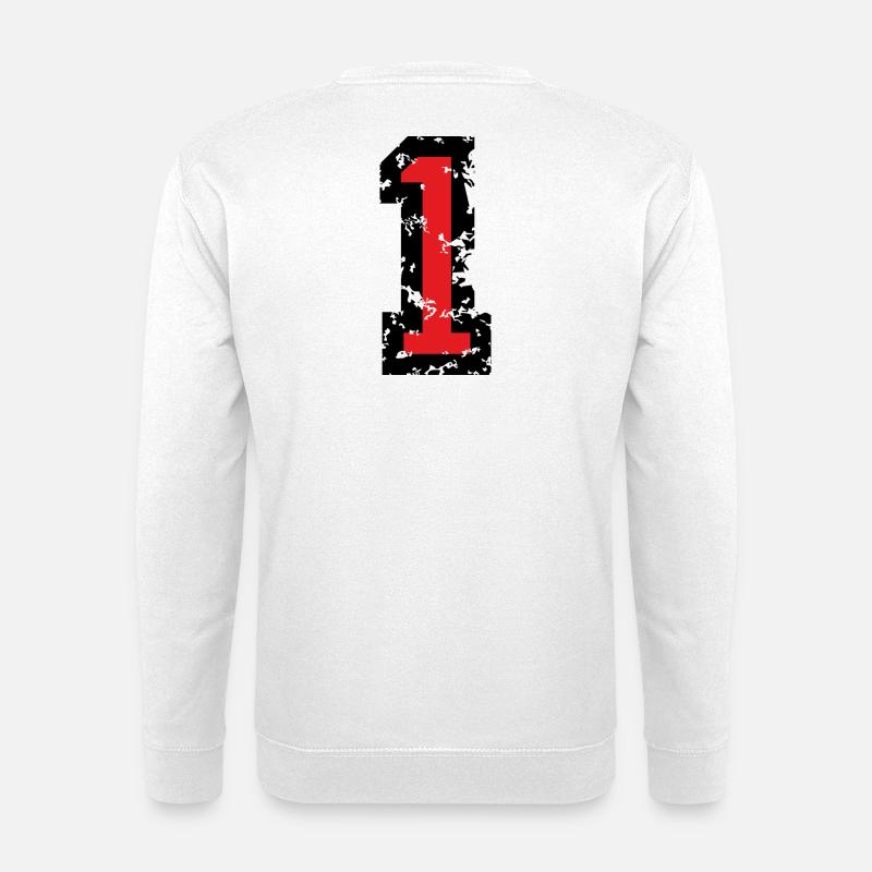 Zahl 1 - Nummer 1 (Vintage Rot) Nr. 1 - Unisex Pullover - Weiß