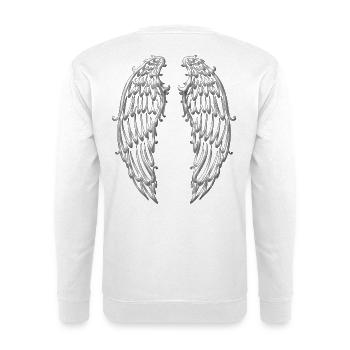 Große Flügel, Engelsflügel, silber - Unisex Pullover - Weiß - Hinten