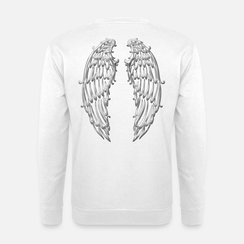 Große Flügel, Engelsflügel, silber - Unisex Pullover - Weiß