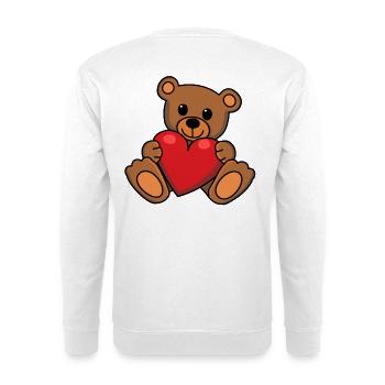 Teddy Love Heart Snuggle Friendship Valentine - Unisex Sweatshirt - white - Back