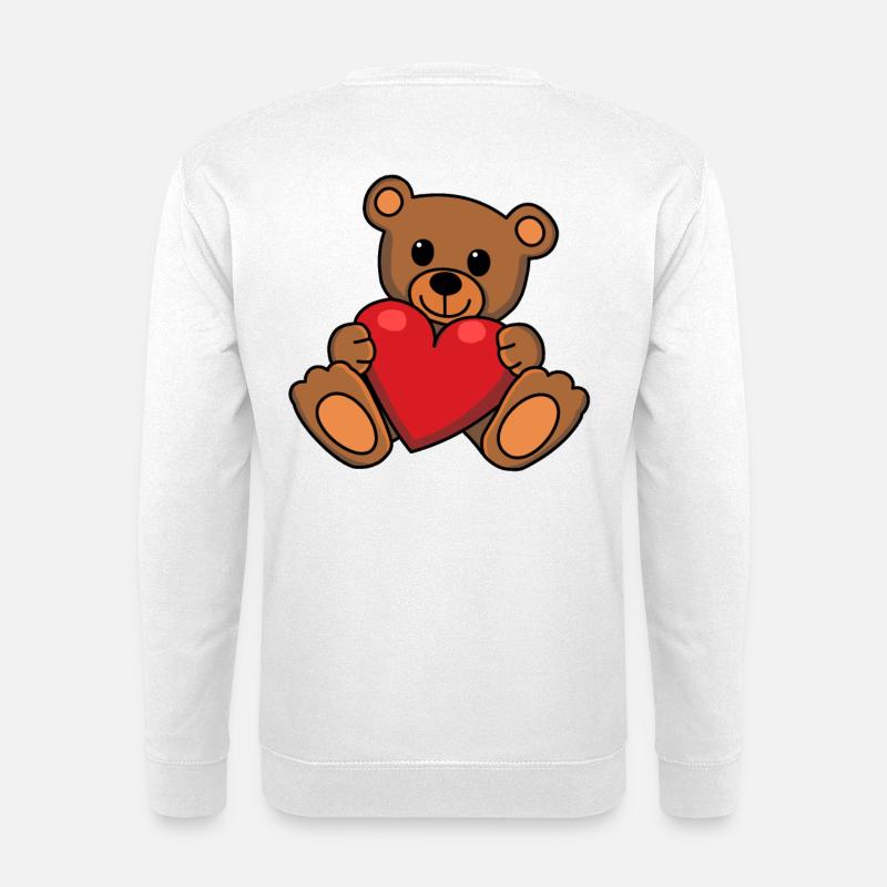 Teddy Liebe Herz Kuscheln Freundschaft Valentin - Unisex Pullover - Weiß