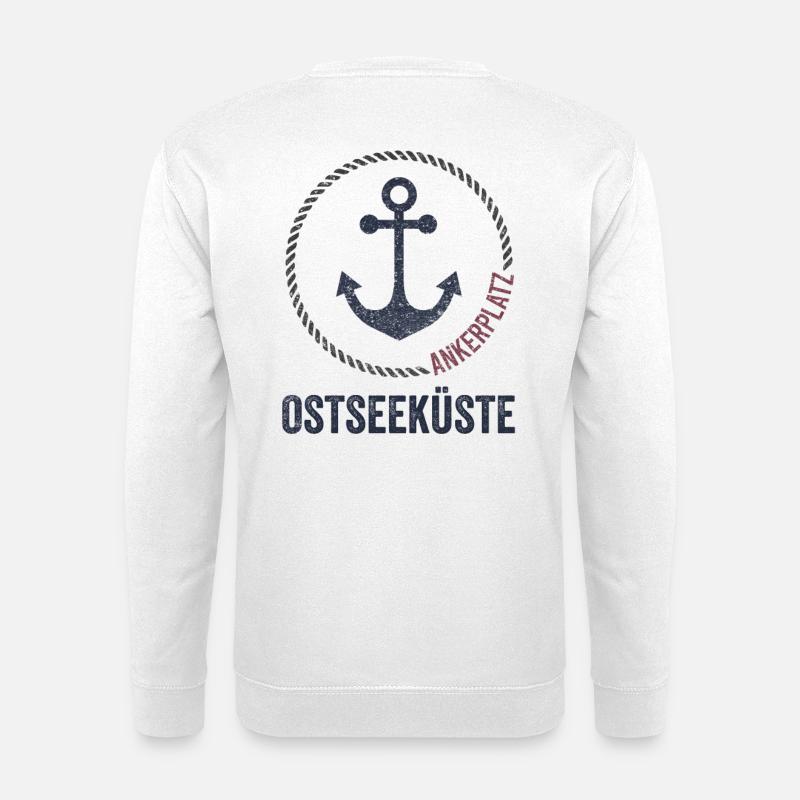 Ostseeküste Ankerplatz Nautik-Design - Unisex Pullover - Weiß