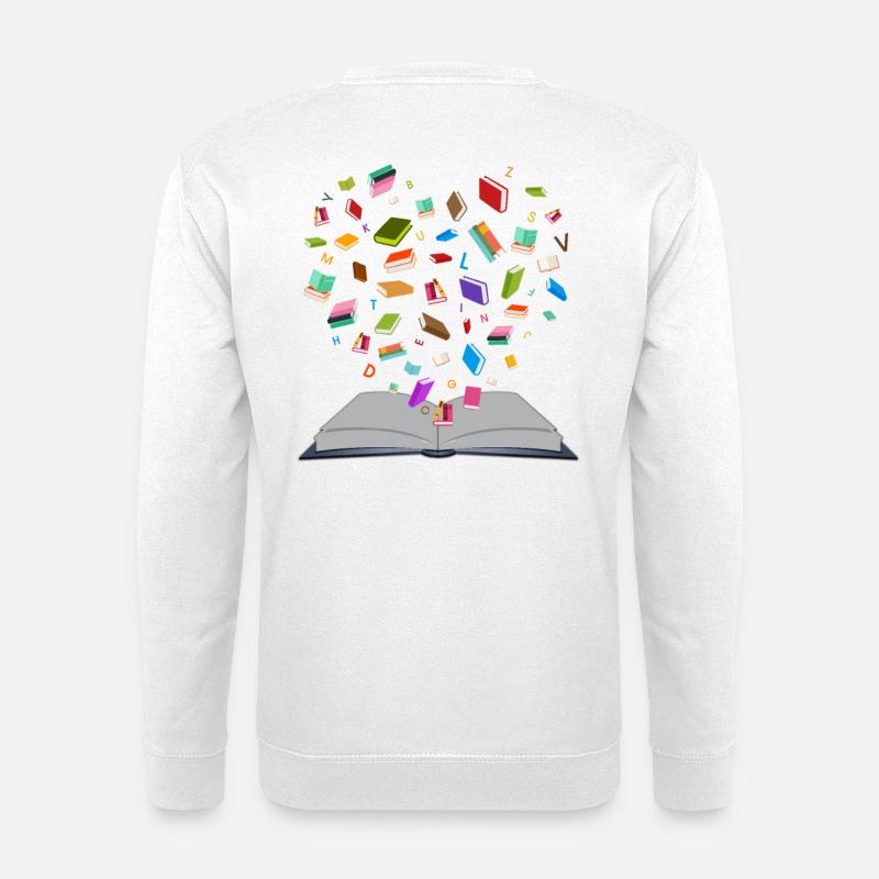Flying Books - fliegende Bücher - Herzform - Unisex Pullover - Weiß