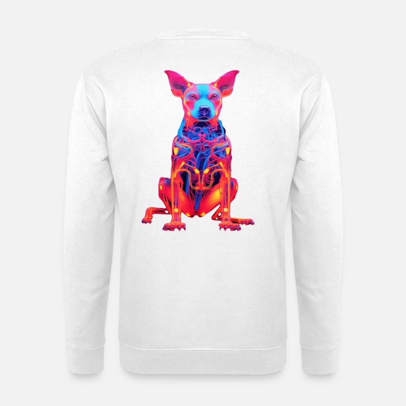 Neon Hund mit Tech-Design - Unisex Pullover - Weiß