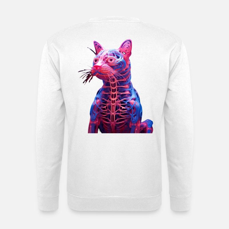 Leuchtende Anatomie Katzenskulptur - Unisex Pullover - Weiß