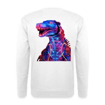Neon-Dino mit futuristischem Flair - Unisex Pullover - Weiß - Hinten