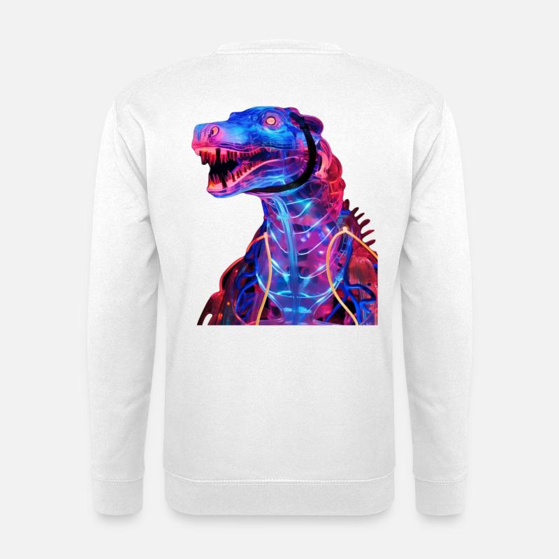 Neon-Dino mit futuristischem Flair - Unisex Pullover - Weiß