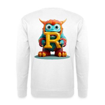 Bunter Monster mit Buchstabe R - Unisex Pullover - Weiß - Hinten
