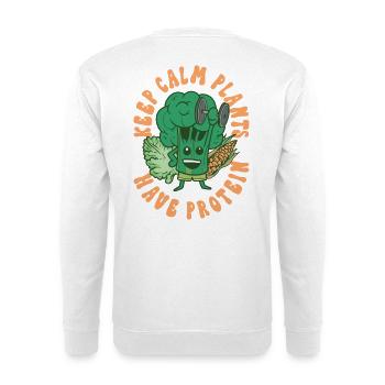 Keep calm plants have protein - Unisex Pullover - Weiß - Hinten