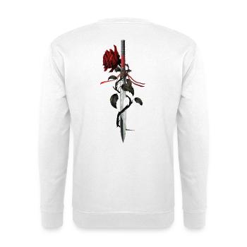 Rose Schwerter Edgy Aesthetic Soft Grunge - Unisex Pullover - Weiß - Hinten