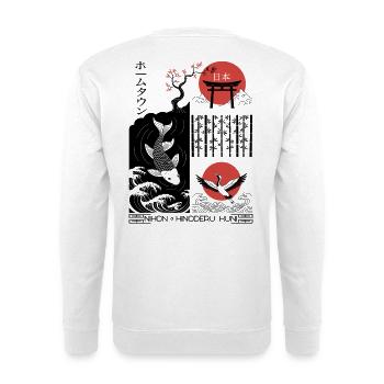 Crane, Koi - Japan - Unisex Sweatshirt - white - Back