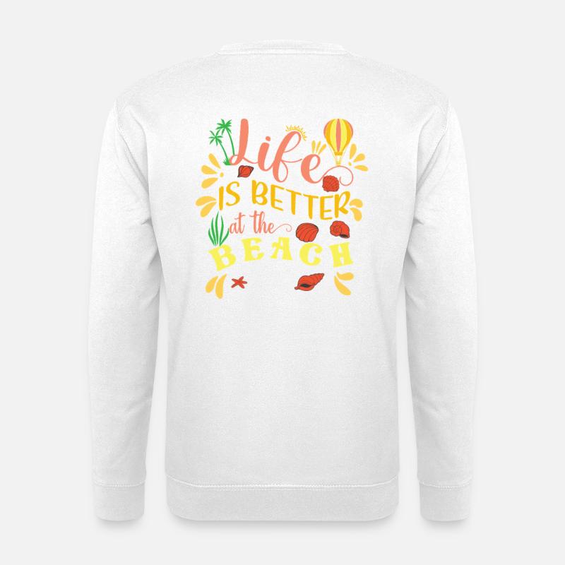 Lebensfreude am Strand Motiv - Unisex Pullover - Weiß
