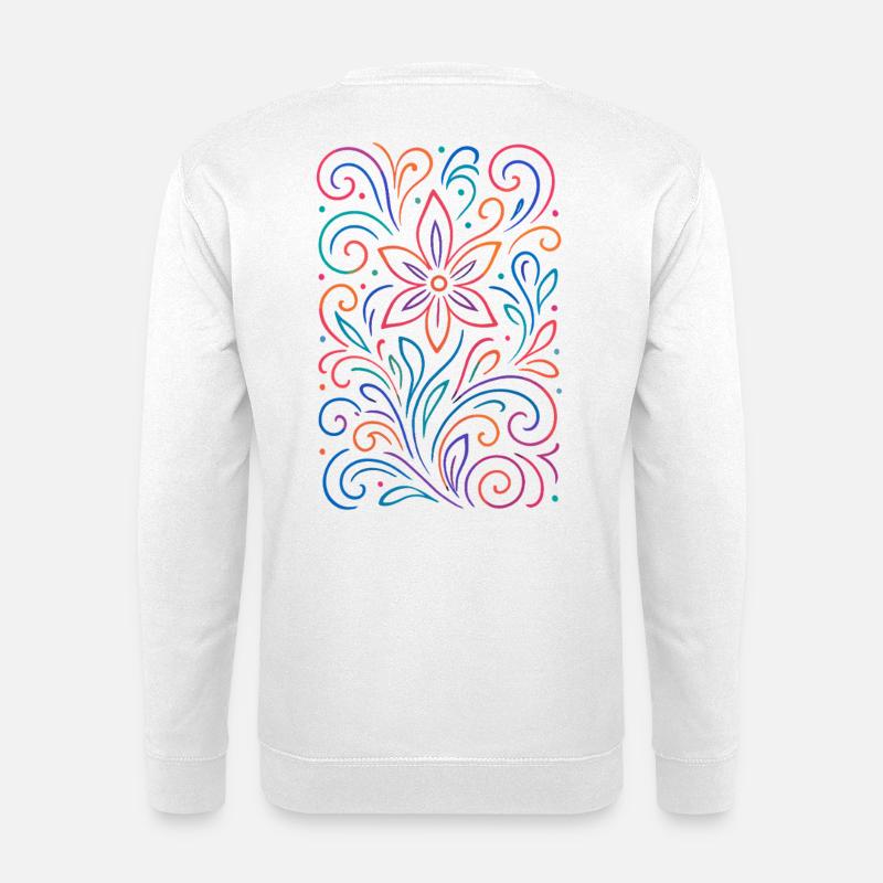Leuchtendes Blumenmuster in Neonfarben - Unisex Pullover - Weiß