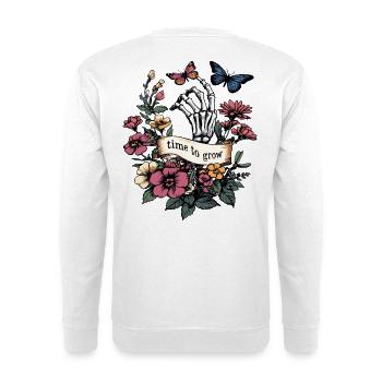 temps de grandir - Papillons squelettes et fleurs - Sweat-shirt Unisexe - blanc - Dos