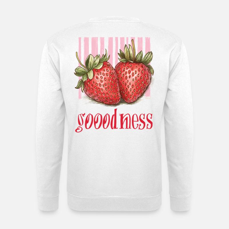 Erdbeere - goodness - Unisex Pullover - Weiß