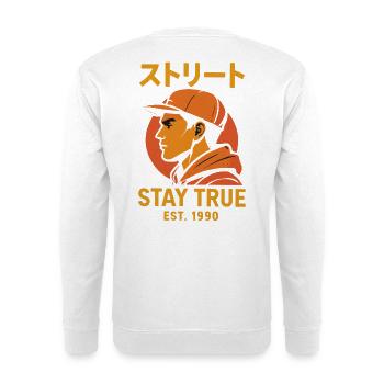 Streetstyle Stay True 1990 - Unisex Pullover - Weiß - Hinten - Michal (187cm)