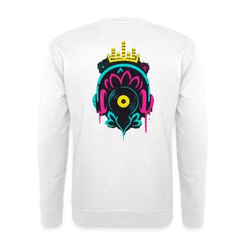 Music Headphones Vinyl Record Krone Beat - Unisex Sweatshirt - white - Back
