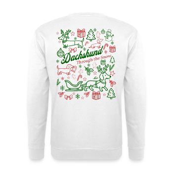 Dachshund Through the Snow Festive - Unisex Pullover - Weiß - Hinten