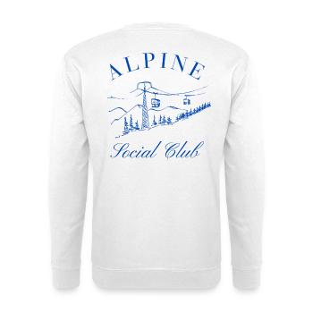 Alpine Social Club Après Ski Shirt Skiing Mountains - Unisex Sweatshirt - white - Back