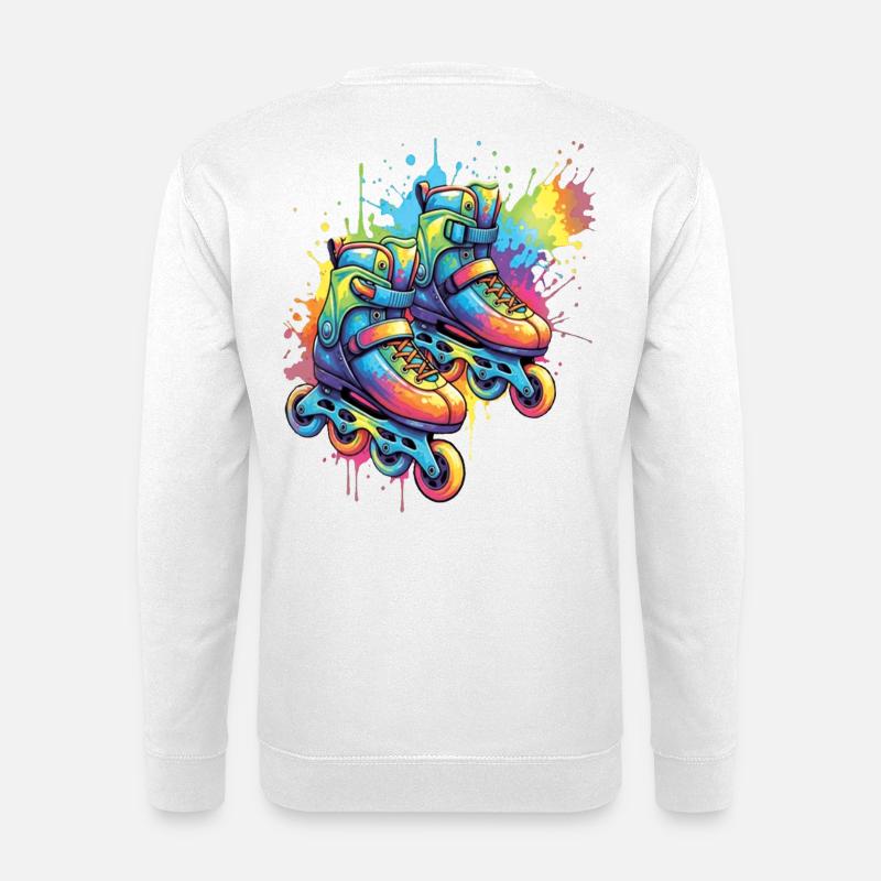 Rollschuhe – Urbane Sportillustration - Unisex Pullover - Weiß
