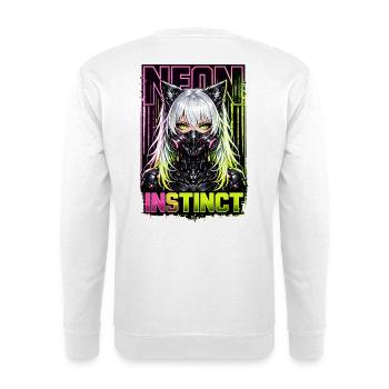 Neon Instinct Cyberpunk Katzenmädchen Style - Unisex Pullover - Weiß - Hinten