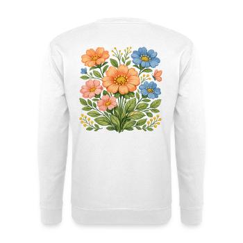 Bunter Wildblumenstrauß mit Schmetterling Blumen - Unisex Pullover - Weiß - Hinten
