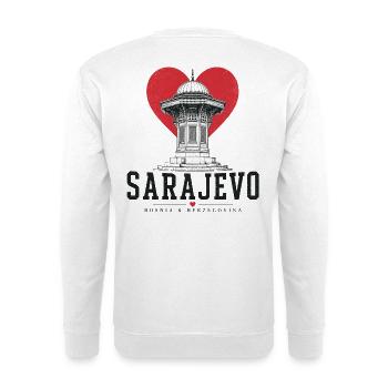 Graphique de la tour du cœur de Sarajevo - Sweat-shirt Unisexe - blanc - Dos