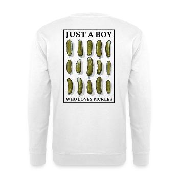 JUST A BOY WHO LOVES PICKLES - mit Rahmen - Unisex Pullover - Weiß - Hinten
