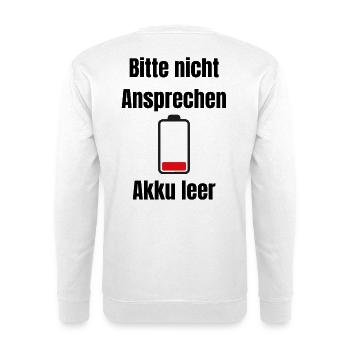 Niedrige Batterie Silhouette - Unisex Pullover - Weiß - Hinten