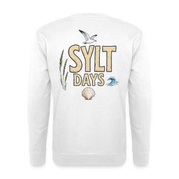 SYLT DAYS – Nordsee Urlaub mit Möwe & Meer - Unisex Pullover - Weiß - Hinten - Michal (187cm)