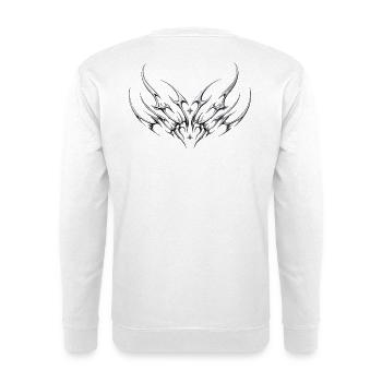 Metallische Tribalflügel Symmetrie - Unisex Pullover - Weiß - Hinten - Michal (187cm)