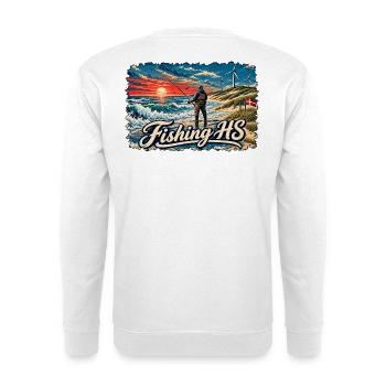 Angeln Hvide Sande2 - Unisex Pullover - Weiß - Hinten - Michal (187cm)