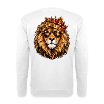 Königlicher Löwe mit Krone – Sonnenuntergangskönig - Unisex Pullover - Weiß - Hinten - Michal (187cm)