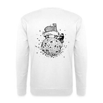 Pianist – Musikalischer Asteroid - Unisex Pullover - Weiß - Hinten - Michal (187cm)