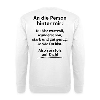 An Die Person Hinter Mir - Unisex Pullover - Weiß - Hinten - Michal (187cm)