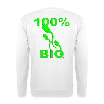 100% Bio Green Eco Symbol | Organic Nature Design - Unisex Pullover - Weiß - Hinten - Michal (187cm)
