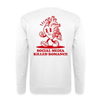 Herz Soziale Medien haben die Romantik getötet - Unisex Pullover - Weiß - Hinten - Michal (187cm)