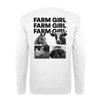 Farm Girl – Conception de tracteur Horse Cow Chicken - Sweat-shirt Unisexe - blanc - Dos