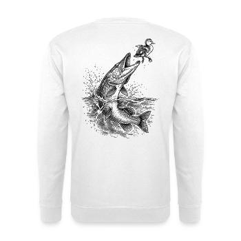 Hecht Oberflächenjagd 2 | Classic Collection - Unisex Pullover - Weiß - Hinten