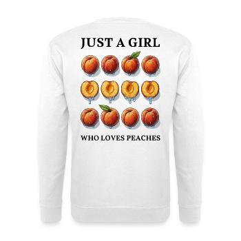 JUST A GIRL WHO LOVES PEACHES - Pfirsich - Unisex Pullover - Weiß - Hinten