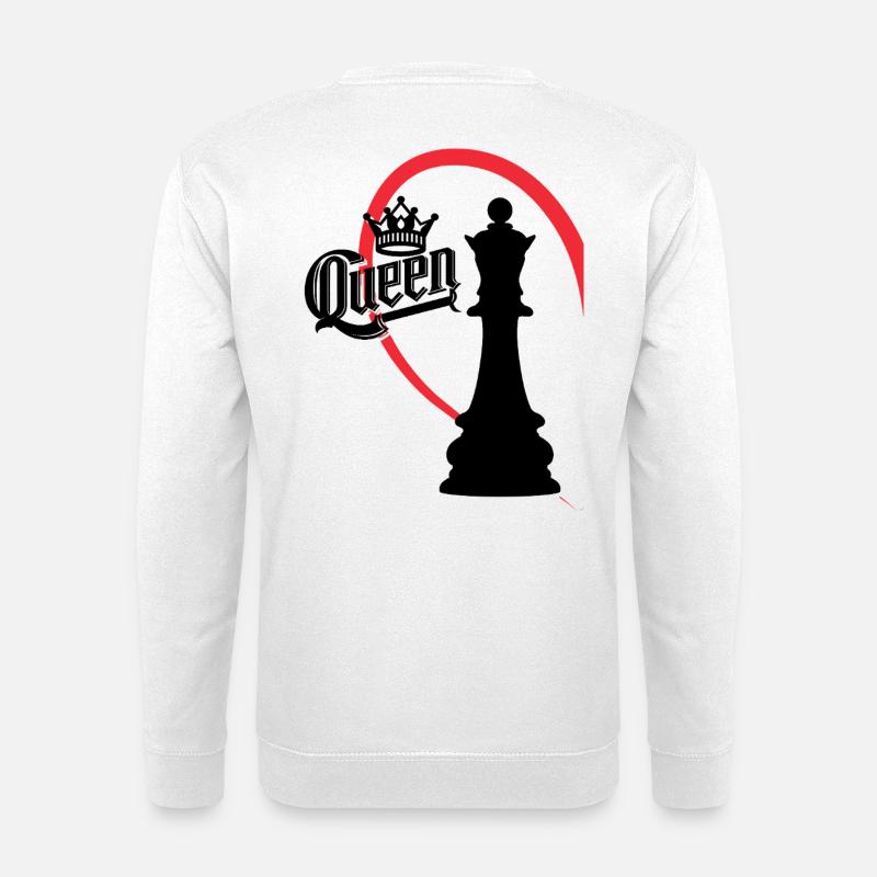 Chess Queen Left Half Heart - Unisex Sweatshirt - white