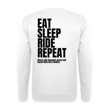 Eat Sleep Ride Repeat_black Bicycle Motif - Unisex Sweatshirt - white - Back