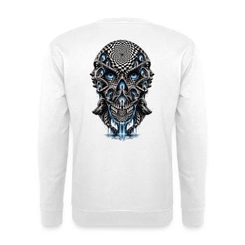 Surreales Kopf-Treppenlabyrinth - Unisex Pullover - Weiß - Hinten - Michal (187cm)